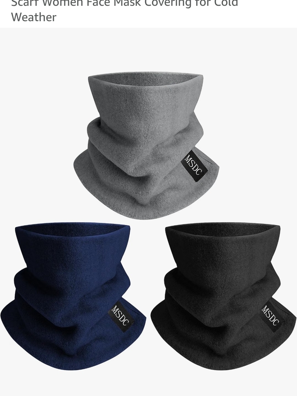 Men's Fleece Neck Gaiter - Gray, Navy, Black (3pk) 9 Total